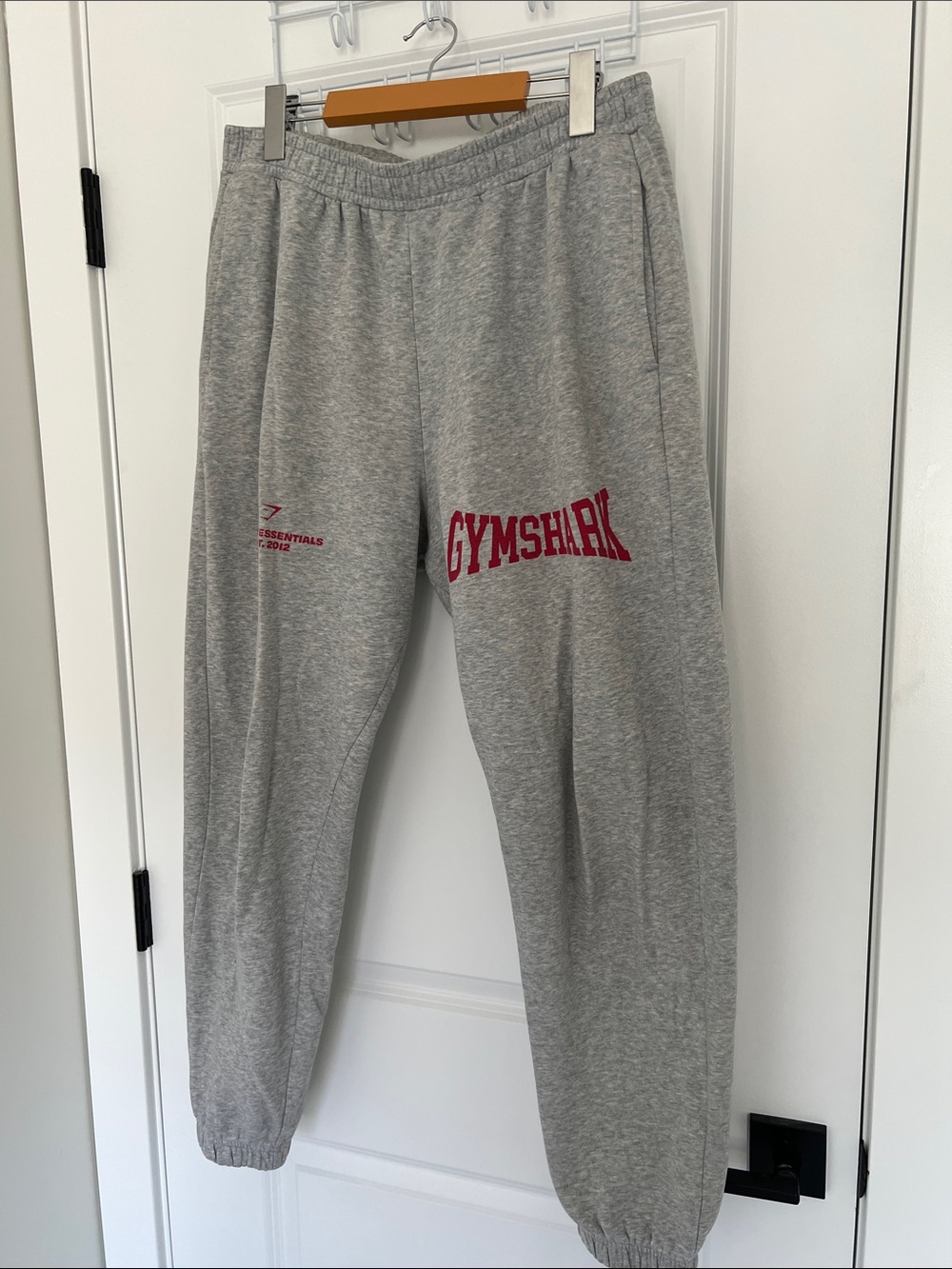 Gymshark Men's Gray Sweatpants with Red Logo